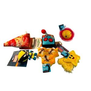 Mixed Brand Dog Toy Bundle OS Multicolor New Pizza Wolverine Retro Honeycomb 6pc